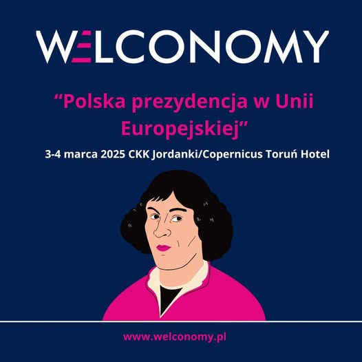 grafika -popiersie Kopernika i napis Welconomy