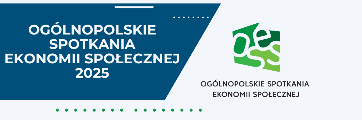 napis- ogólnopolskie spotkanai ekonomii społeczne i logo- napis OSES wstawiony w mape Polski